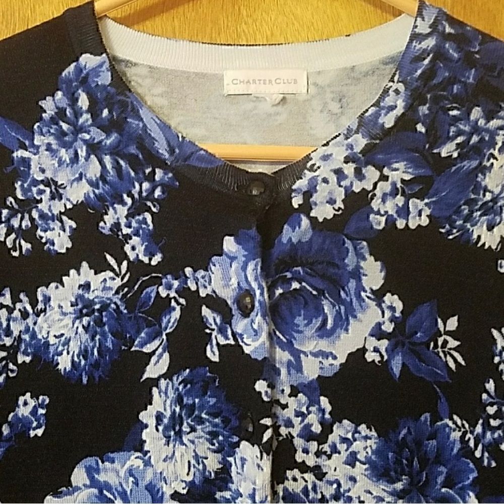 *30off3* Floral Blue Roses Beautiful Cardigan. Excellent condition. Medium.‎ - Picture 7 of 7